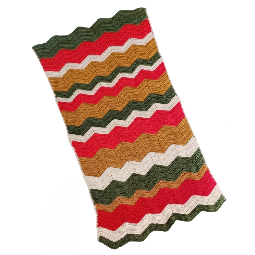 Boho Chevron Stripe Crochet Throw Blanket 54x30